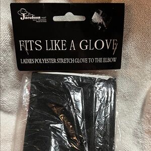 18 Inch Black Ladies Stretch Elbow-Length Gloves